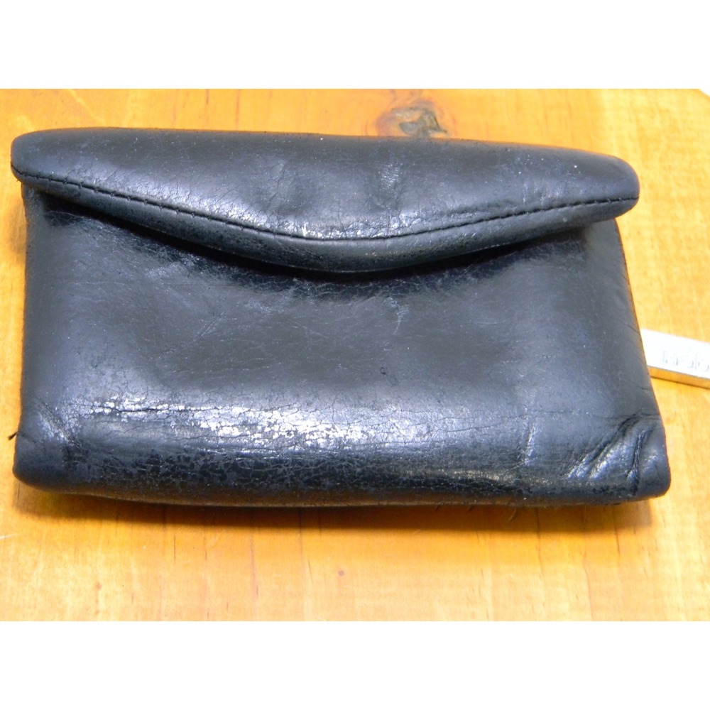 Hobo International Black Genuine Leather Trifold Wallet ID Window Women's